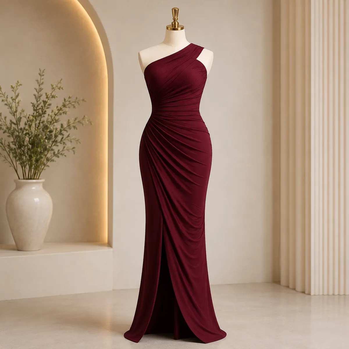 Gathered pleats bodycon dress
