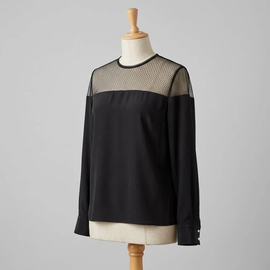Illusion Sheer Neck Blouse